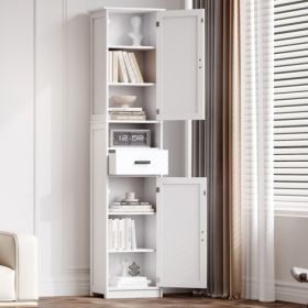 69" H Tall Bathroom Storage Cabinet with 2 Barn Doors and 1 Drawer, Narrow Storage Unit, Adjustable Shelves,Floor Cabinet for Bathroom, Living Room, E