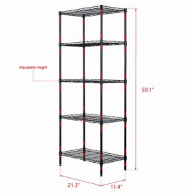 5-Tier Heavy Duty Storage Rack Shelving Unit, Black, 250 Kg Load Capacity