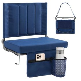 Stadium seats with backrest support, thick seats with cup holders, storage pockets, padded shoulder straps and built-in handles, and step-like design (Option: blue 2p)