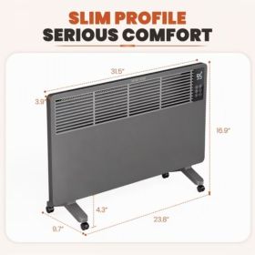 Panel Convection Heater, 1500W, Remote Control, Wall Mount And Freestanding, 25H Timer, Overheat And Tip-Over Protection (Option: Gray Half Mesh Panel)