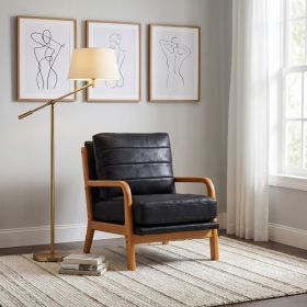 Foil fabric wood armchair (Option: BLACK)