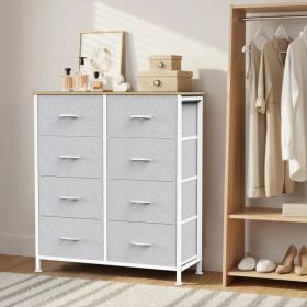 Dresser for Bedroom with 8 Drawers Tall Dresser & Chest of Drawers Fabric Dresser with Wood Top and Sturdy Steel Frame (Option: Light Gray)