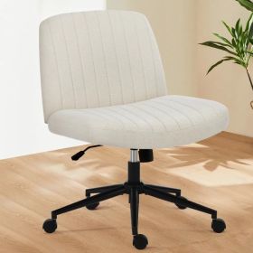 Office chair, backrest, armless office chair, adjustable swivel for comfortable home office, pink, Teddy wool fabric (Option: cloth beige)