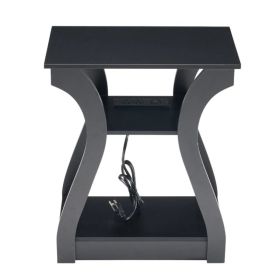 3-Tier Nightstand with Charging Station, Modern Bedside Table with USB Ports And Outlets, Slim End Table for Bedroom, Small Apartment, Dorm Room (Option: Black/1P)