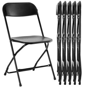 Folding Chair, Indoor Outdoor Portable, Stackable for Events, Offices, Weddings, Picnics and Restaurants (Option: Black/6-Pack)