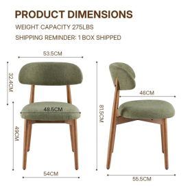 2-Pack Solid Wood Dining Chair, Upholstered Seat With Ergonomic Curved Back (Option: Green)