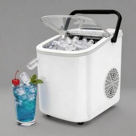 Portable Countertop Ice Maker  Compact, Self-Cleaning, With Handle  Fast Ice Production  Electric Ice Maker For Home Kitchens, Bars, Camping, And RVs (Option: WHITE)