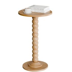 Round side table, equipped with solid wood legs, suitable for use as a multi-functional beverage table in living rooms, bedrooms and corners. (Option: Wooden color)