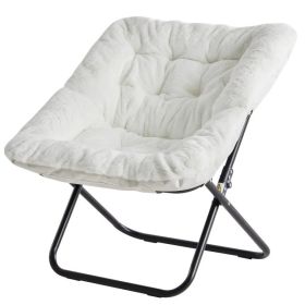 Comfy Chair for Adults, Soft Faux Fur Folding Lounge,Large Size Foldable (Option: WHITE)