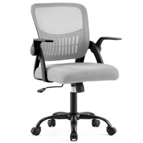 Ergonomic Office Seating - Mid-Back Desk Chairs Featuring Adjustable Height, Swivel Functionality, Flip-Up Armrests, And Lumbar Support, Designed with (Option: Grey)