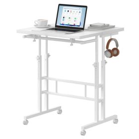 24Inch Manual Height Adjustable Split Top Standing Desk on Wheels - Sit-Stand Workstation with Rolling Base, Space-Saving -Tier Suitable for Home Offi (Option: WHITE)