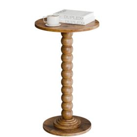 Round side table, equipped with solid wood legs, suitable for use as a multi-functional beverage table in living rooms, bedrooms and corners. (Option: BROWN)