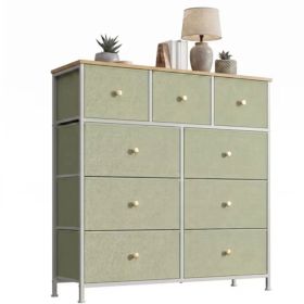 9-Drawer Fabric Dresser with Solid Wood Top, Tall Storage Chest for Bedroom, Living Room, Or Entryway, Ideal As a Tower Cabinet, Hallway Organizer (Option: light green)