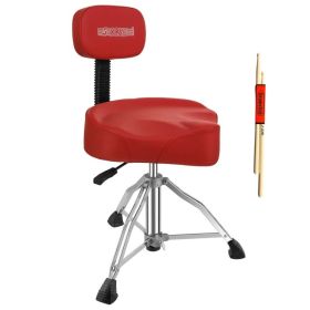 5Core Drum Throne 4" Cushion Padded Stool w Backrest Airlift Height Adjustable Chair w 441Lb Capcity (Option: Red)