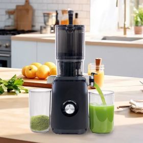 Cold juicer, chewable juicer, wide feeding trough for easy cleaning, suitable for whole vegetables and fruits (Option: BLACK)