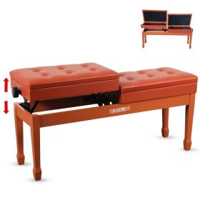 5 Core Duet Piano Bench 3.5 Inch Padded Cushioned Stool Wooden Heavy Duty Musician Chair w Storage - PNB DT BLK (Option: Caramel Brown)