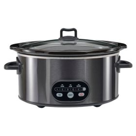 6/8 Quart Slow Cooker with 3 Cooking Settings, Non-Stick Ceramic Inner Pot, Dishwasher-Safe Lid, Multi-Functional Slow Cooker for Soups, Stews, Roast (Option: black-6L)
