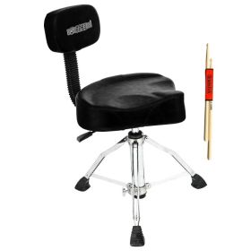 5Core Drum Throne 4" Cushion Padded Stool w Backrest Airlift Height Adjustable Chair w 441Lb Capcity (Option: BLACK)