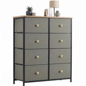 8-Drawer Fabric Dresser with Solid Wood Top, Tall Storage Chest for Bedroom, Living Room, Or Entryway, Ideal As a Tower Cabinet, Hallway Organizer (Option: Dark Green)