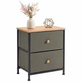 Double drawer bedside table - suitable for bedrooms and living rooms, 20 inches high (Option: dark green/1p)