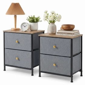 Double drawer bedside table - suitable for bedrooms and living rooms, 20 inches high (Option: blue/2p)