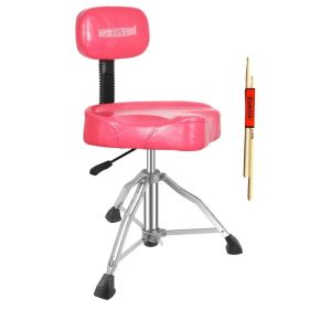5Core Drum Throne 4" Cushion Padded Stool w Backrest Airlift Height Adjustable Chair w 441Lb Capcity (Option: Pink)