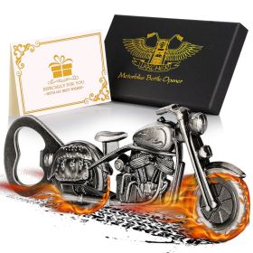 Old Style Motorcycle Beer Bottle Opener Black Gift Box With Greeting Card, Exclusive Gift For Motorcycle Enthusiasts, Bar Tool For Beer Enthusiasts, I (Option: Dark Silver)