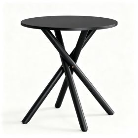 Modern Round Side Table With Crossed Metal Legs, 23.6inch Small Accent End Table With Adjustable Feet, Sofa Side Table For Living Room Bedroom Small S (Option: 24940778)