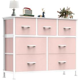 Desser For Bedroom With 7 Fabric Drawers Organizer Storage Closet Chest Clothes For Living Room Display Cabinet Of Furniture (Option: Pink)