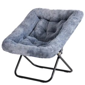 Comfy Chair for Adults, Soft Faux Fur Folding Lounge,Large Size Foldable (Option: Gray)